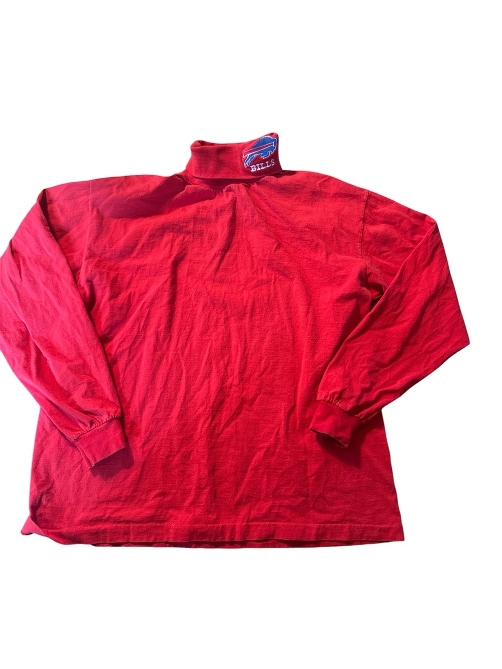 Vintage buffalo bills  Red Turtleneck Long-Sleeve Pullover trench ultra